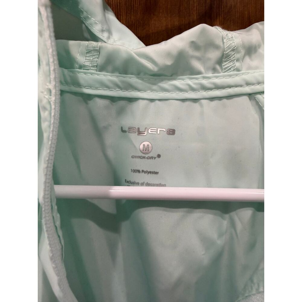 NWT Layer 8 Women's Medium Windbreaker Jacket Mint Green Full Zip Hooded - Picture 3 of 6